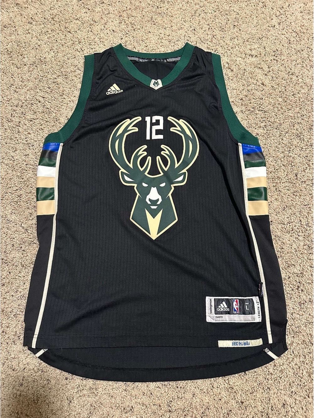 Adidas Milwaukee Bucks #12 Parker NBA Jersey Size Large